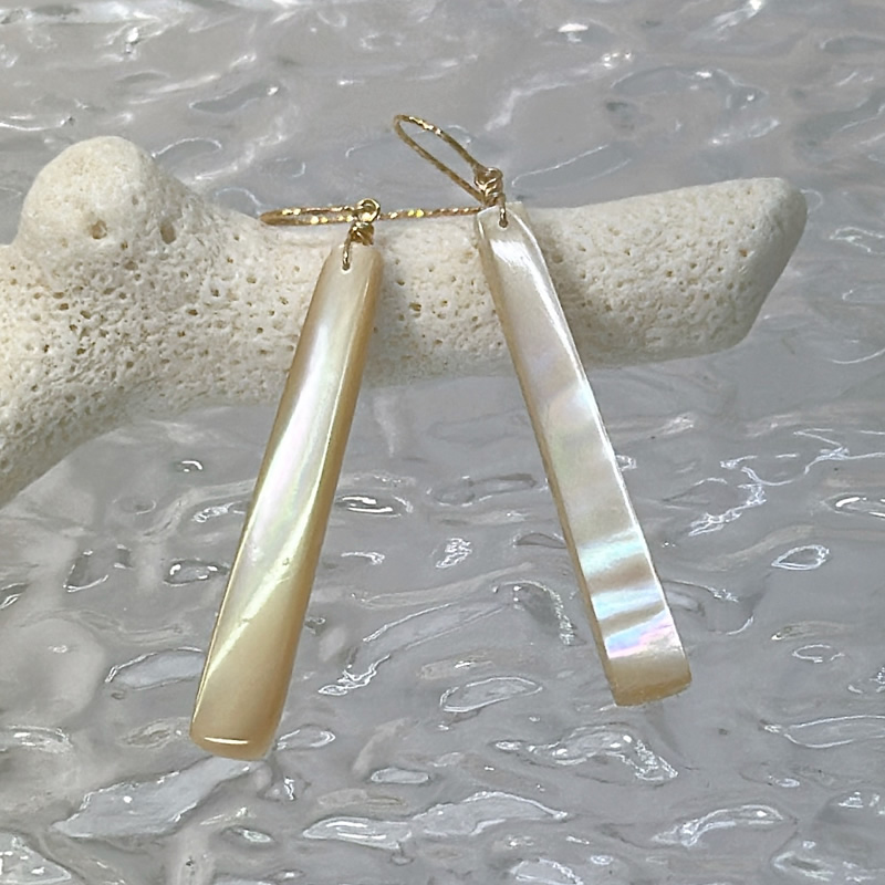 夜光貝 ロングピアス 14KGF